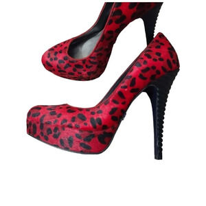 Rachel Roy | NEW, Red Leopard Calf Hair Heels Sz 6